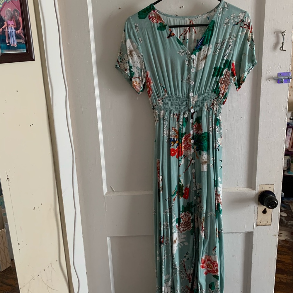 Long floral print dress